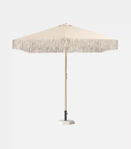 Heavy-duty Square aluminum umbrella with fringe - Side view